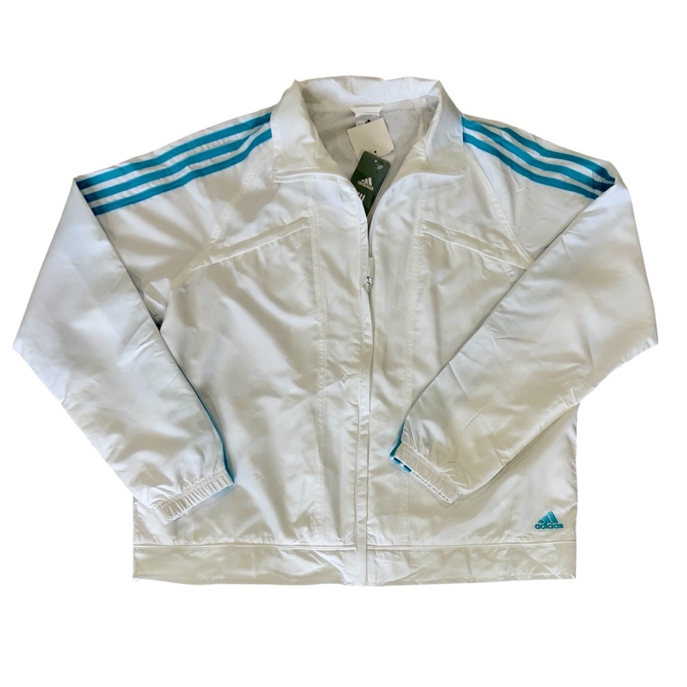 NWT Adidas 3s wind Jacket with Teal Accents. Womens size XL
